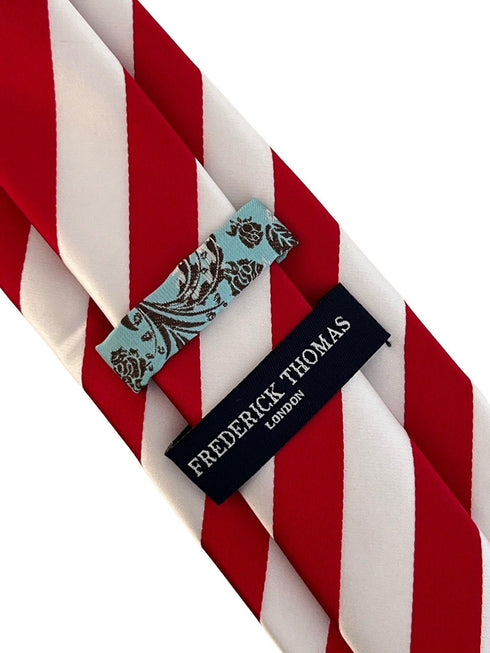 red and white classic barber  striped  tie